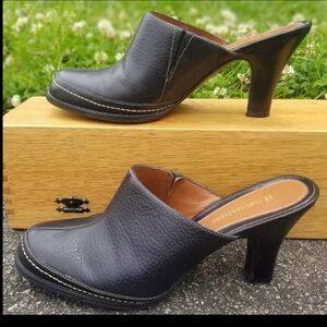 Naturalizer Women Sz 8M  Mule Clog Slip On Stacked High Heel Black